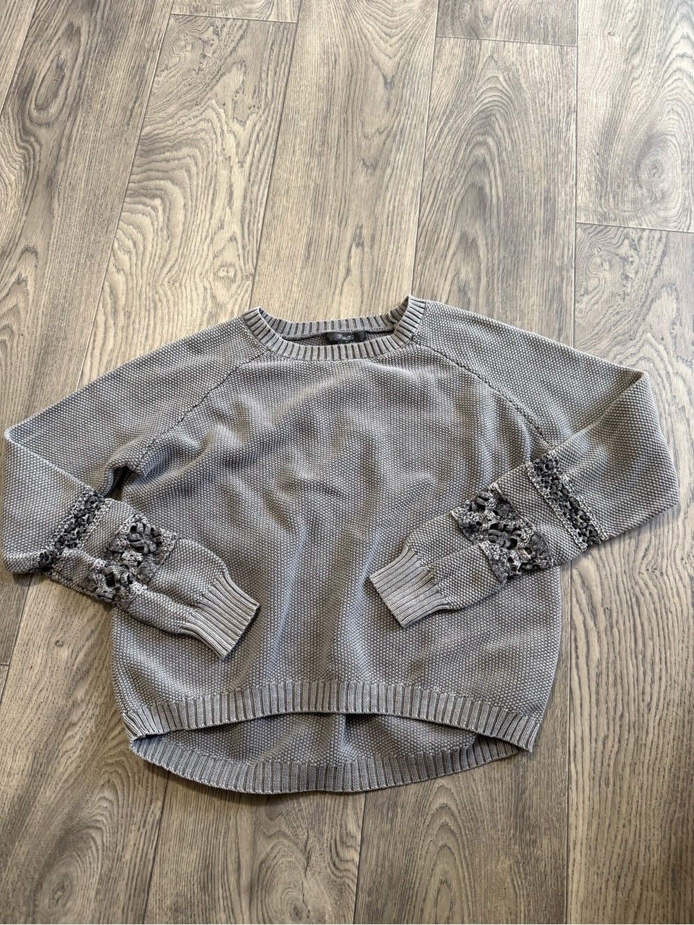 Miss Me Crochet Sleeve Sweater Size L